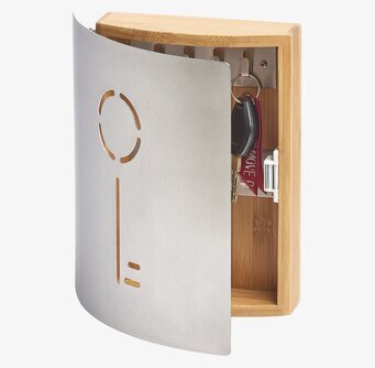 Bild av elegant nyckelskåp i bambu och stål design