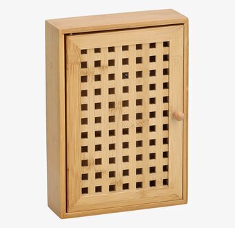 Bild av ett stilrent bambuskåp för nyckelförvaring