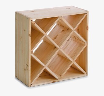 Bild av ett elegant vinställ i ljust trä för 24 flaskor