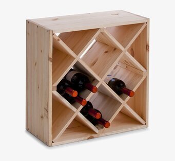 Bild av vinställ i trä för 24 flaskor med rustik design