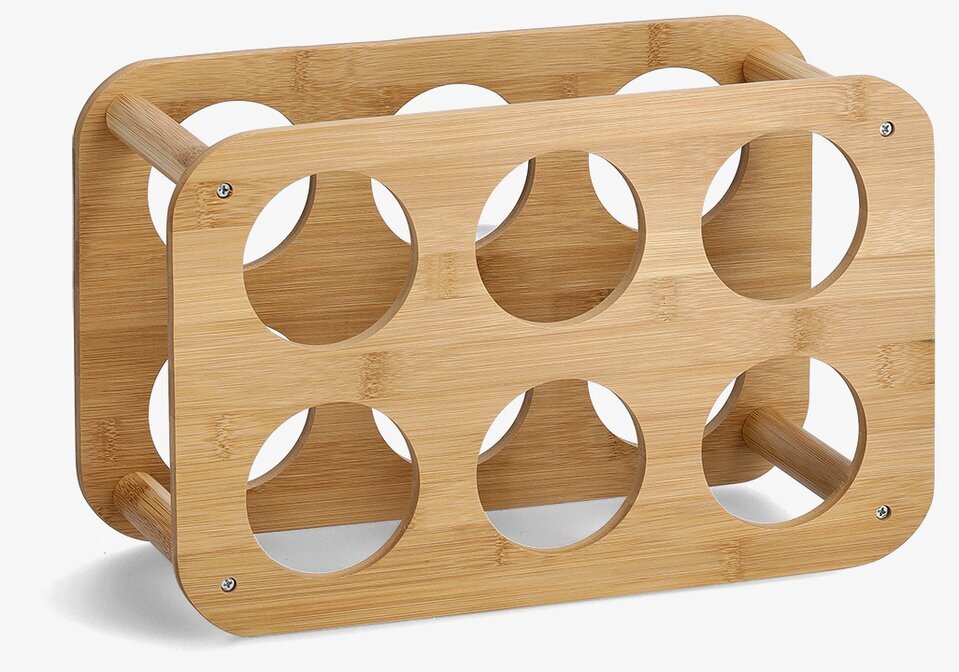 Bild av ett elegant och funktionellt vinställ i bambu