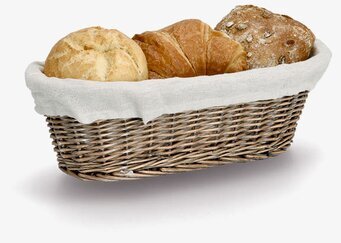 Foto av rustik brödkorg med nybakat brödarrangemang
