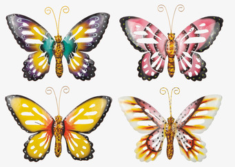 Bild av färgglada fjärilar i hamrad plåt för inredning