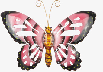 Bild av vacker fjärilsprydnad i hamrad plåt, 38 cm