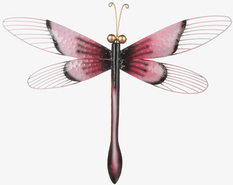 Bild av detaljrik väggdekoration med trollslända i plåt