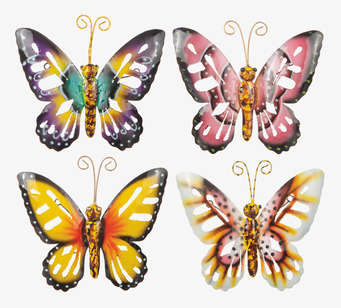 Bild av fyra konstnärliga fjärilar i livfulla färger