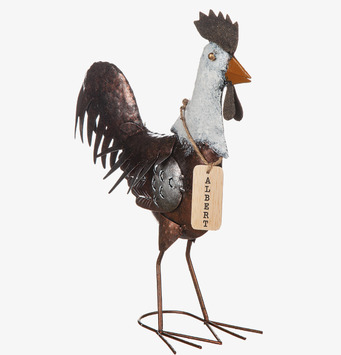 Bild av skulptur: Rustik tupp i hamrad plåt, elegant design