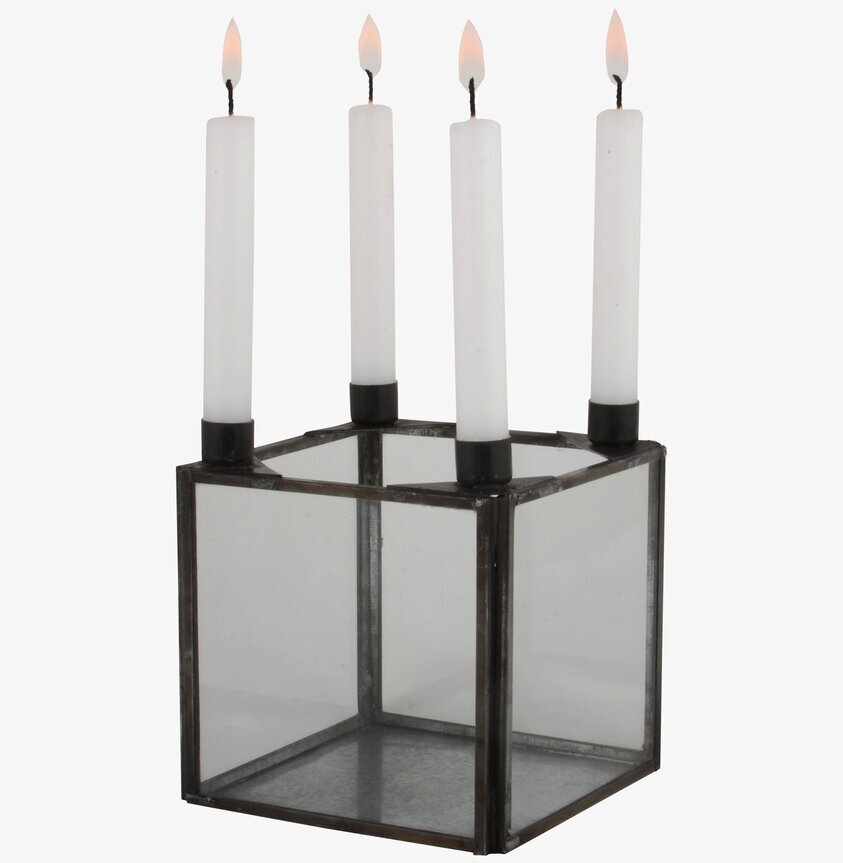 Ljusstake Glasbox Antik från IB Laursen med glas och metall