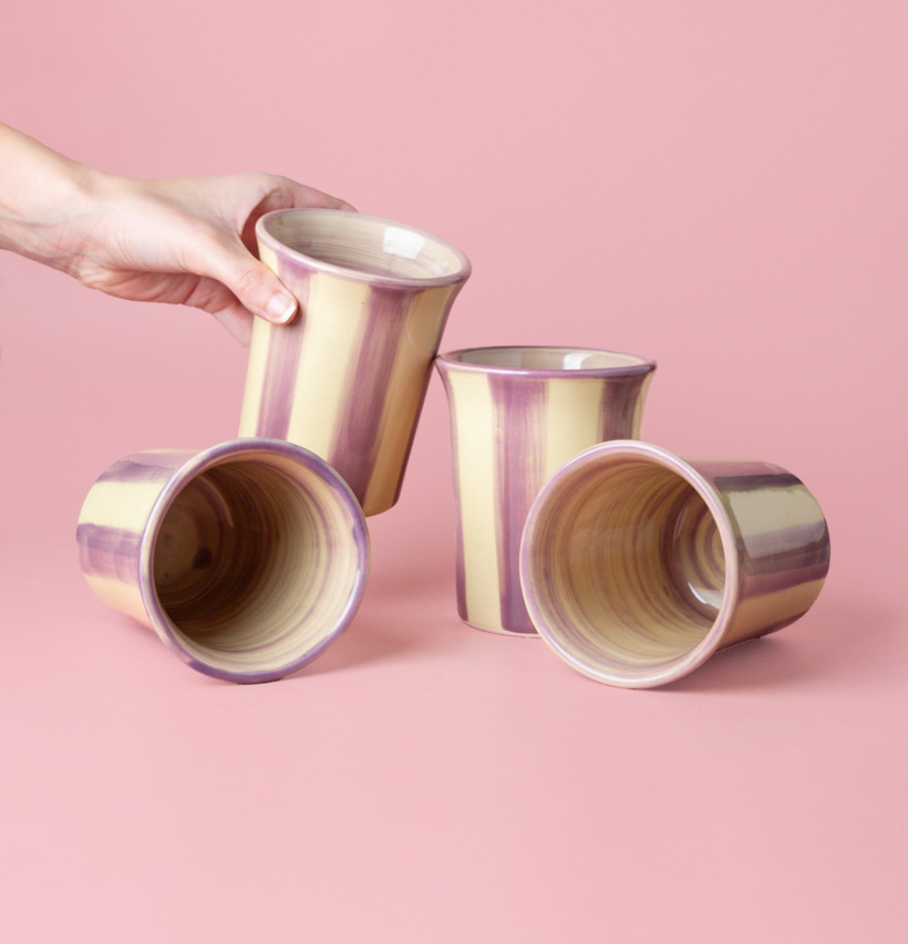 Keramisk Kopp Creme/Lila Tierra Cocida Muggar/koppar i porslin, keramik, papper eller biologiskt material organiskt ekologiskt Termomuggar