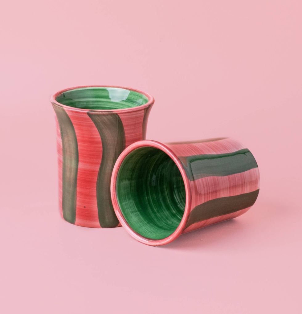 Keramisk Kopp Rosa/Grön Tierra Cocida Muggar/koppar i porslin, keramik, papper eller biologiskt material organiskt ekologiskt Termomuggar