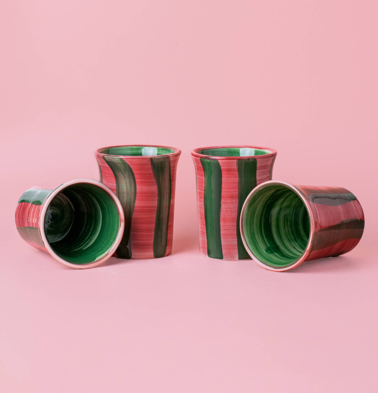 Keramisk Kopp Rosa/Grön Tierra Cocida Muggar/koppar i porslin, keramik, papper eller biologiskt material organiskt ekologiskt Termomuggar