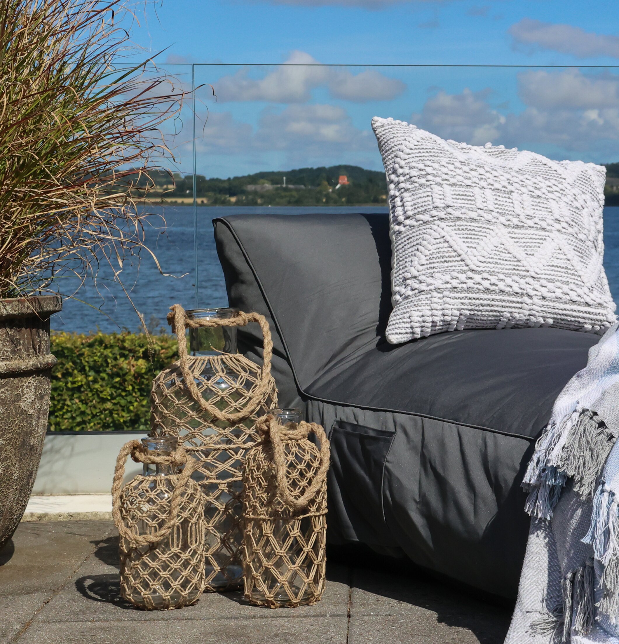 Glasvas Flätad Jute Stor Mellan Liten Chic Antique Vaser