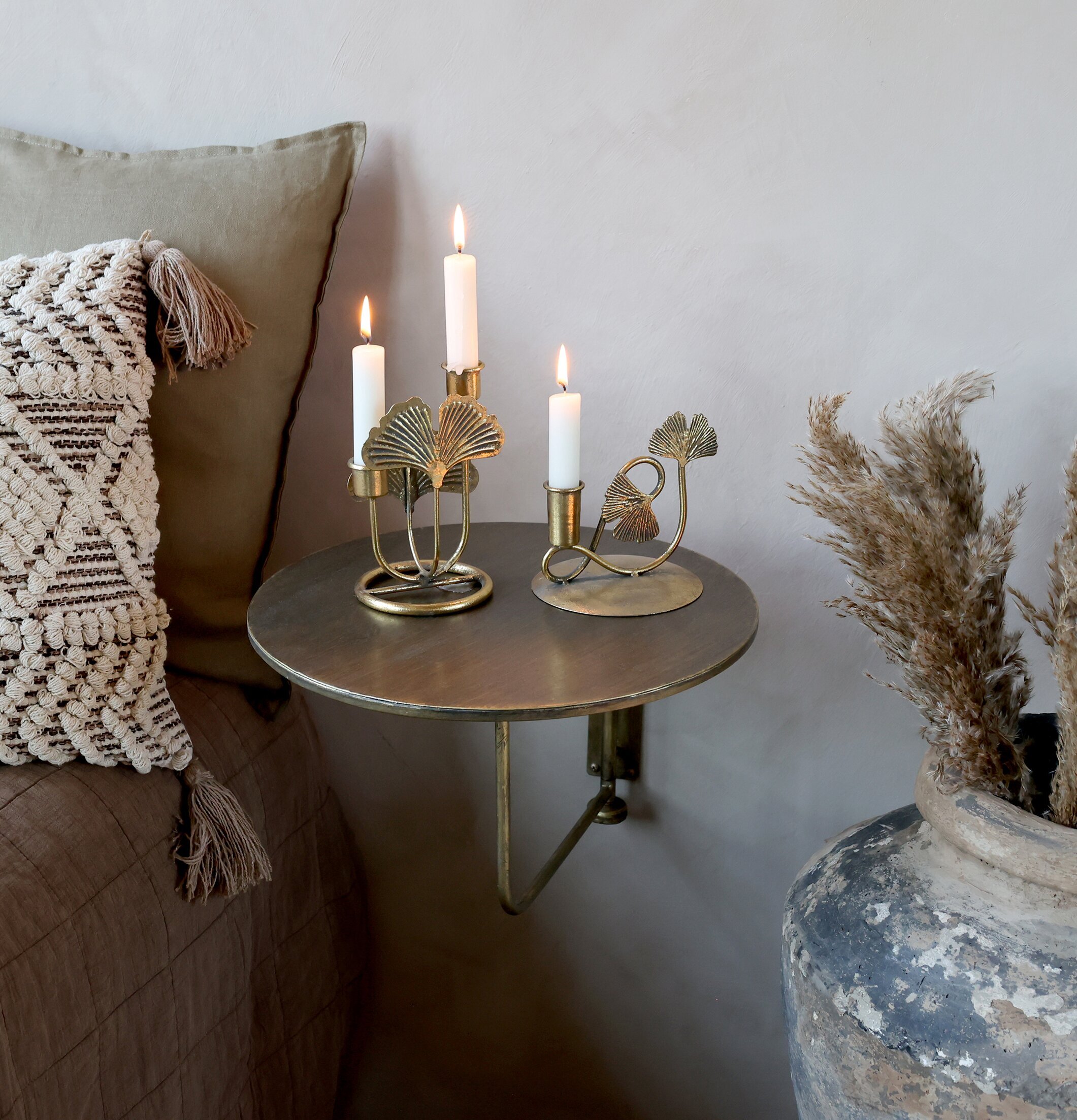 Ljusstake Blad Antik Mässing Chic Antique Ljusstakar Adventsstakar Ljushållare Ljushyllor