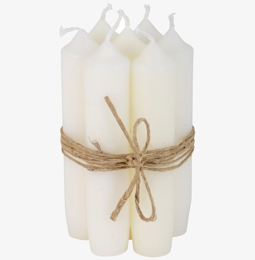 Stearinljus kort Vit från IB Laursen bundna med snöre