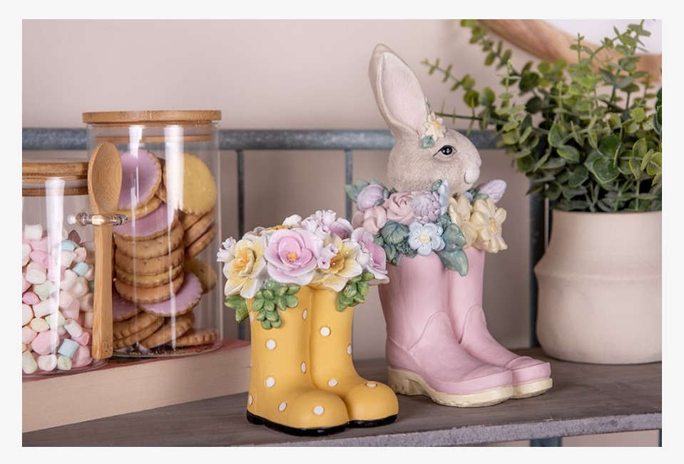 Figurin Kanin Rosa/Beige Clayre & Eef Kaniner för prydnad/dekoration Prydnadskaniner Dekorationskaniner Bunnys dekoration Övrig inredning utemiljö