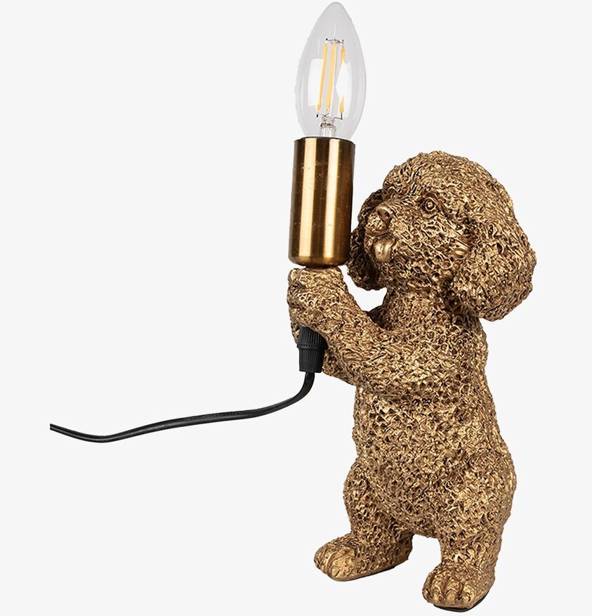 Bordslampa Hund Guld Clayre & Eef Lampor Taklampor Golvlampor Bordslampor LED-lampor Ledlampor Fönsterlampor Ljusslingor för dekoration