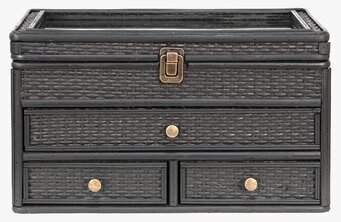 Bild av elegant smyckesskrin i svart rotting med lås