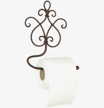 Bild av dekorativ svart järn toalettpappershållare