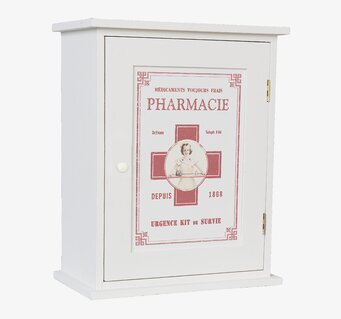 Bild av ett vintageinspirerat medicinskåp i mjuk vit nyans