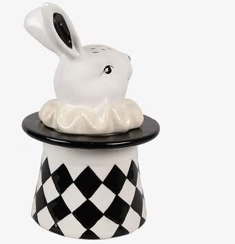 Bild av unik porslinsburk med kanin i trollkarlshatt