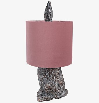 Bild av unik bordslampa med kanindesign i taupe och rosa