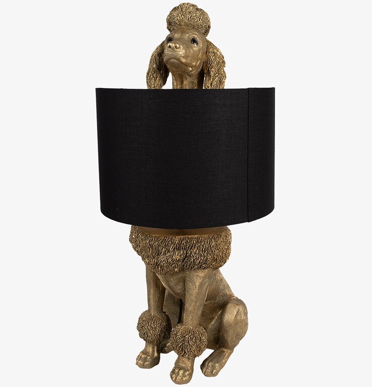Bild av elegant bordslampa med gyllene pudeldesign