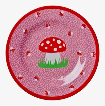 Barntallrik Svamp från Rice med färgglada svampmotiv