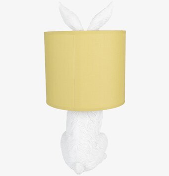 Bild av unik bordslampa med kaninform och gul skärm