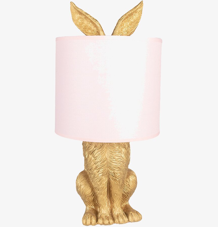 Bild av unik bordslampa med kanin i guld och rosa
