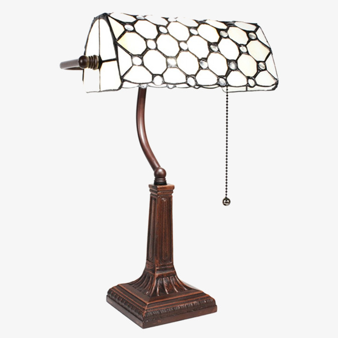 Bordslampa Tiffany Vit Clayre & Eef Lampor Taklampor Golvlampor Bordslampor LED-lampor Ledlampor Fönsterlampor Ljusslingor för dekoration
