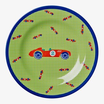 Barntallrik Bil från Rice med färgglad racerbildesign