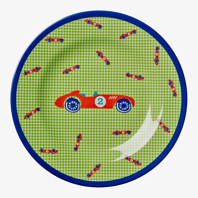 Barntallrik Bil från Rice med färgglad racerbildesign