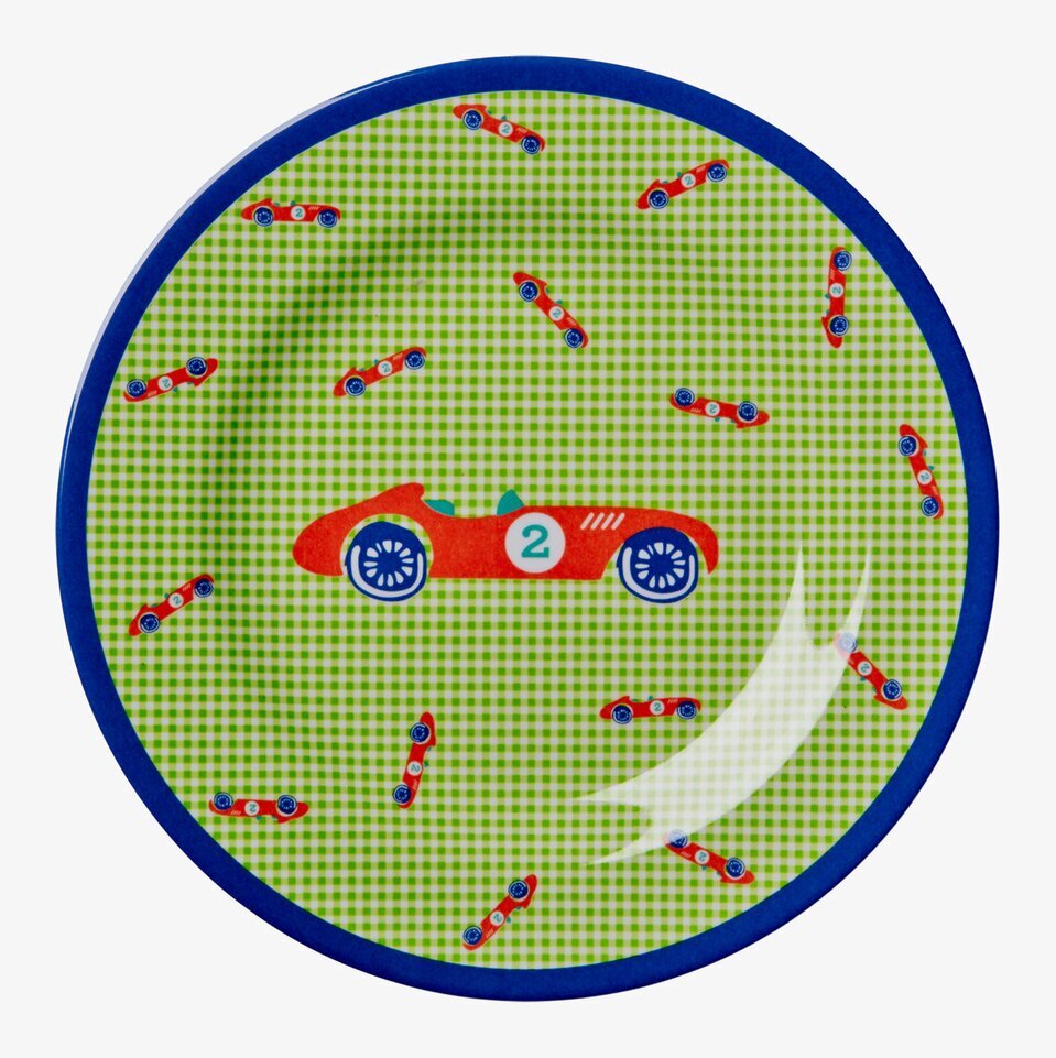 Barntallrik Bil från Rice med färgglad racerbildesign
