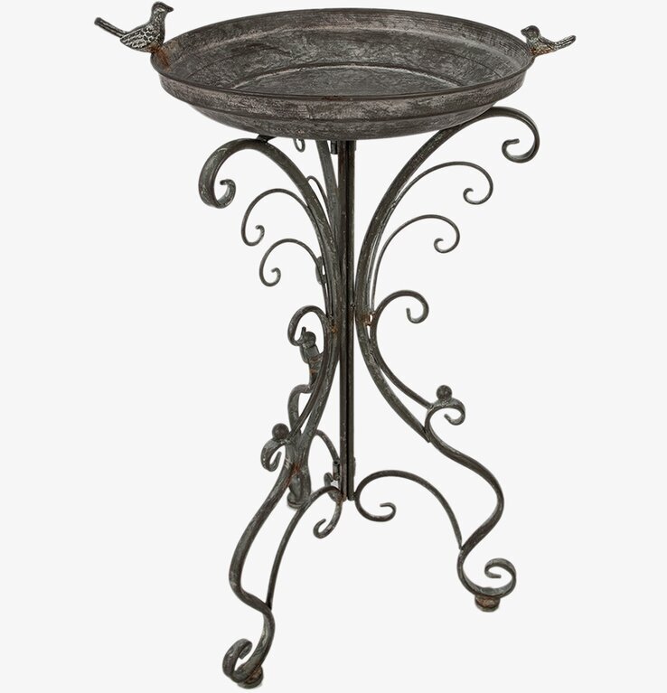 Foto av rustikt fågelbad i antikgrå nyans för trädgård