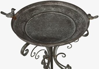 Foto av ett elegant fågelbad med antik grå finish