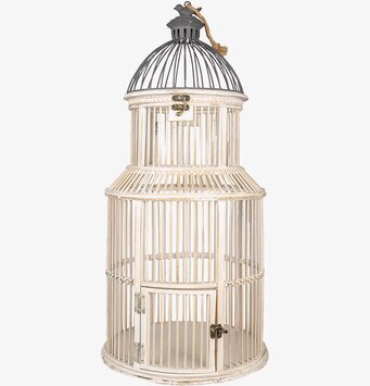 Bild av antikvit fågelbur med charmig och detaljerad design