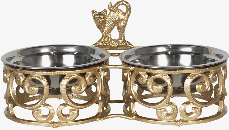 Matskål Katt Järn Guld Clayre & Eef Kattskålar