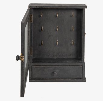 Bild av stilfullt antiksvart nyckelskåp med glasdörr