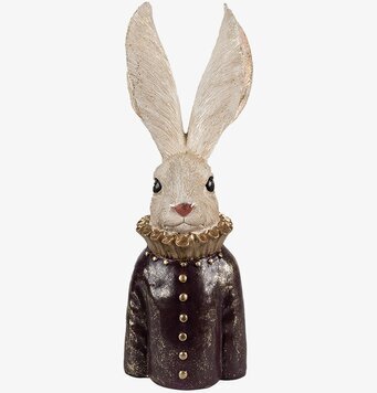 Bild av dekorativ kanin med gyllene krage och kappa