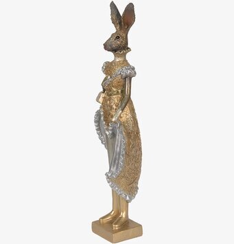 Bild av dekorativ kaninfigur i elegant guld och silver