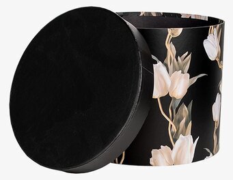 Bild av elegant cylinderformad förvaringsbox med blommor