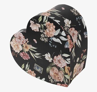 Bild av hjärtformade förvaringsboxar med blommotiv