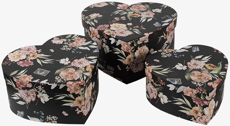 Förvaringsbox Hjärta Set/3 Clayre & Eef Förvaringslådor och korgar Boxar Förvaringsboxar Porslinsboxar Trälådor Smyckesboxar i porslin