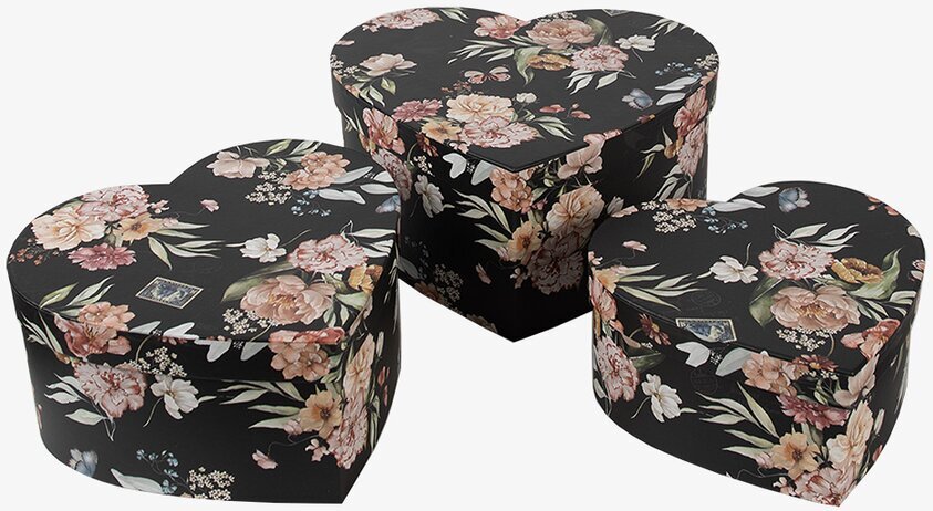 Förvaringsbox Hjärta Set/3 Clayre & Eef Förvaringslådor och korgar Boxar Förvaringsboxar Porslinsboxar Trälådor Smyckesboxar i porslin