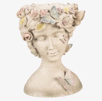 Foto av dekorativ kruka med konstnärligt kvinnoporträtt