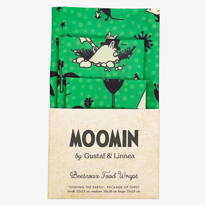 Bivaxduk Mumin - Tendning The Earth Grön Gustaf och Linnea Bivaxdukar