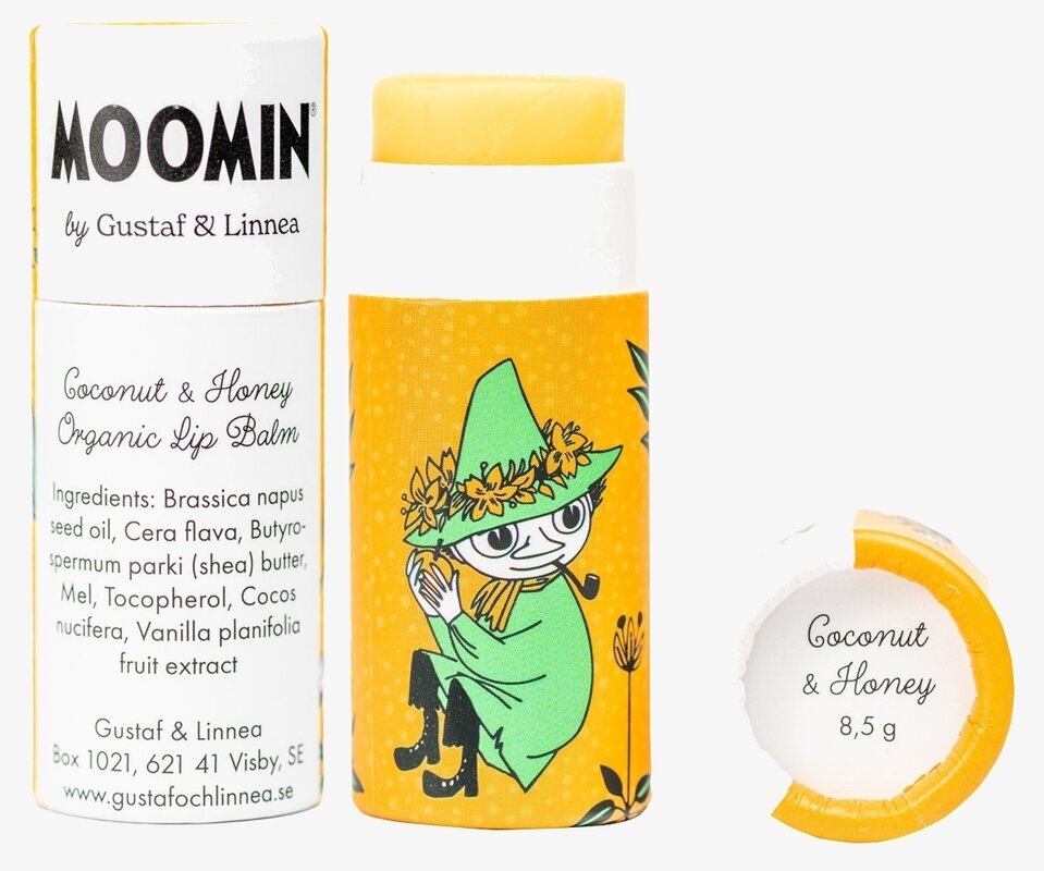Lip Balm av bivax med kokos & honung - Mumin Gustaf och Linnea Läppbalsam Cerat