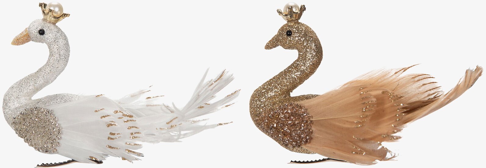 Bild av dekorativa fåglar med glitter och fjäderdetaljer