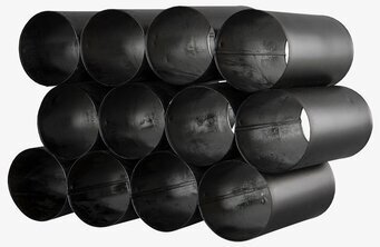 Bild av stilrent och funktionellt vinställ i svart metall