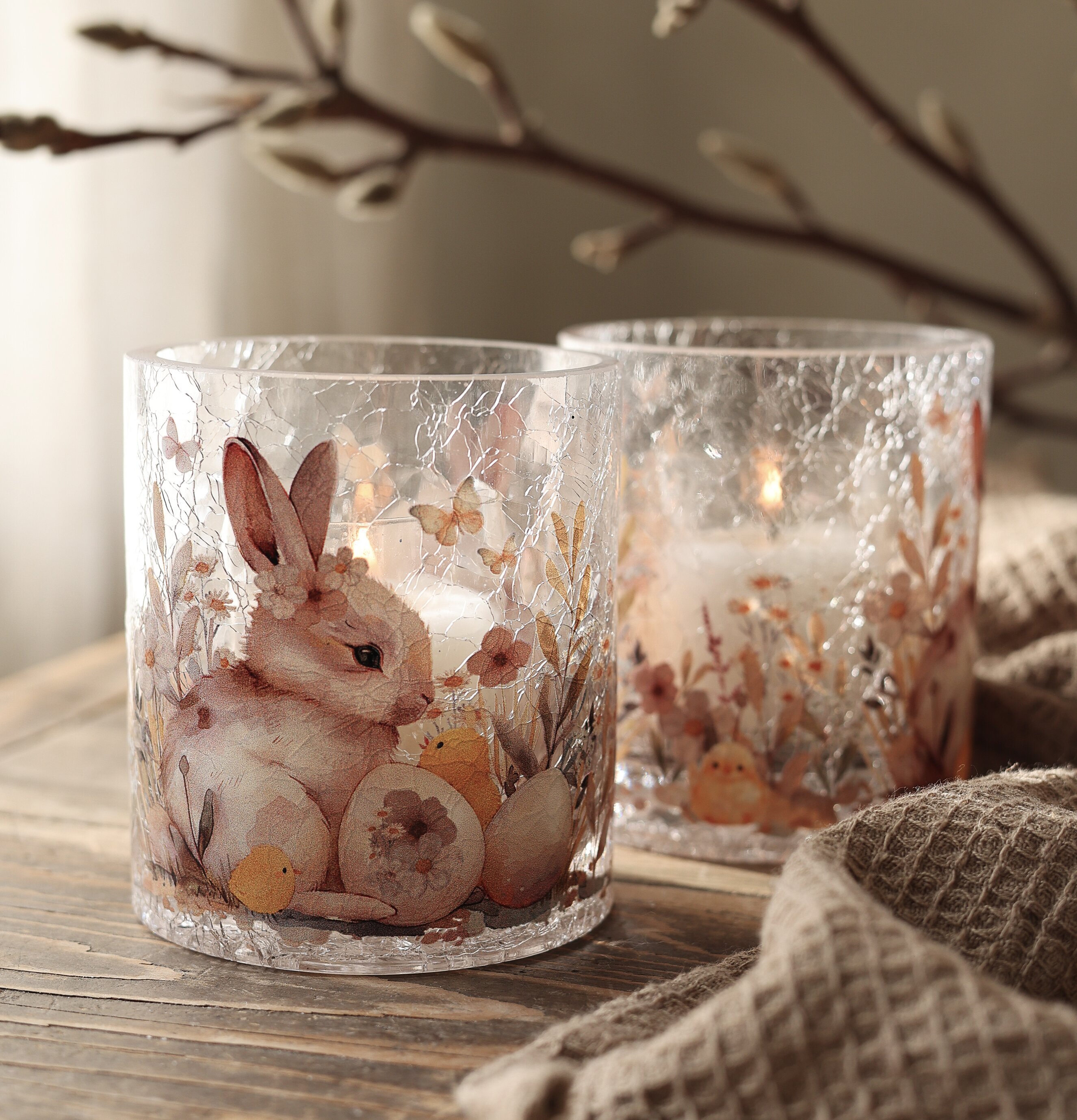 Ljuslykta Easter Floral Bunnies & Eggs Majas Cottage Lyktor Endless Light Ljuslyktor